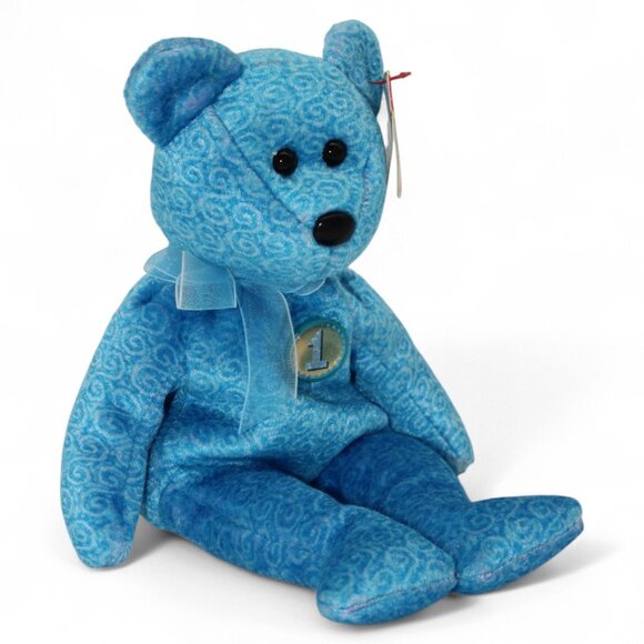 Ty Classy The Peoples Beanie Baby Bear Plush 8.5" Blue Collectible Stuffed Anima - Picture 6 of 9